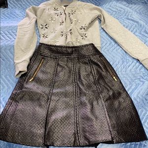Banana republic zip up hoodie and leather skirt